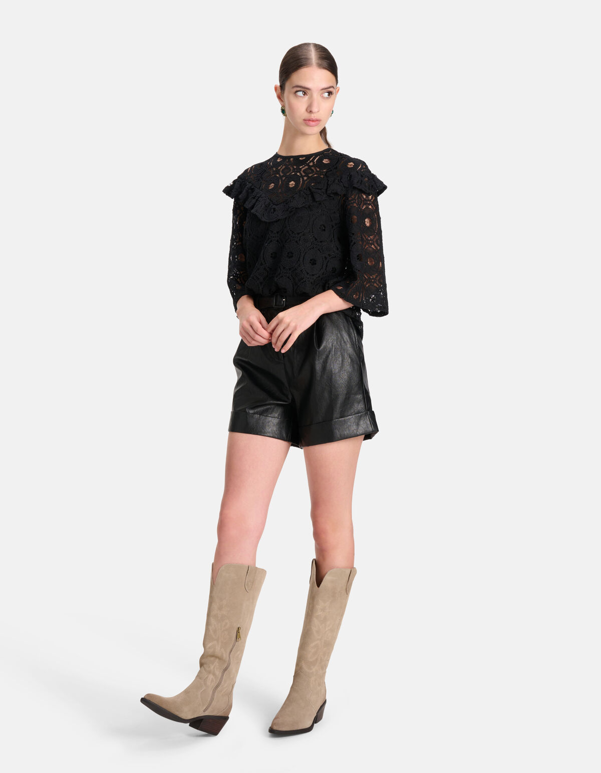 Kanten Top Zwart SHOEBY WOMEN