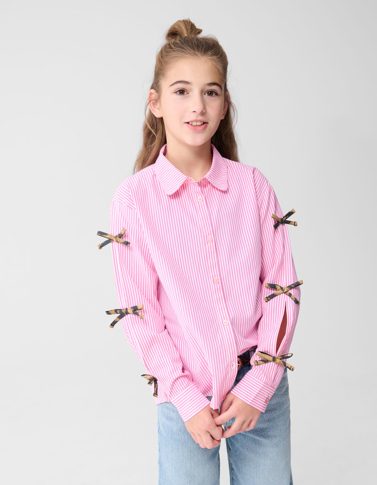 Pinstripe Strik Blouse Lichtroze SHOEBY GIRLS