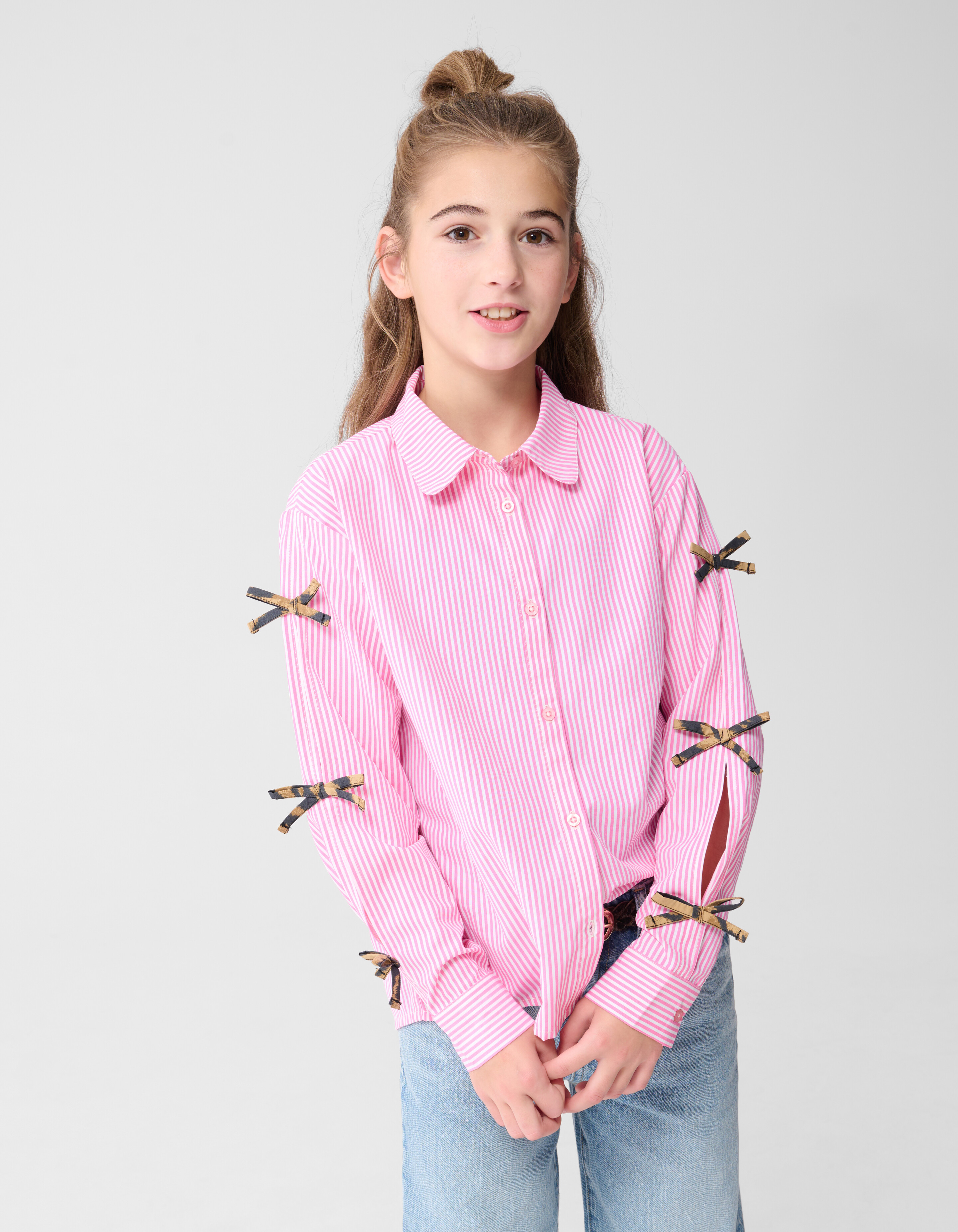 Pinstripe Strik Blouse Lichtroze SHOEBY GIRLS