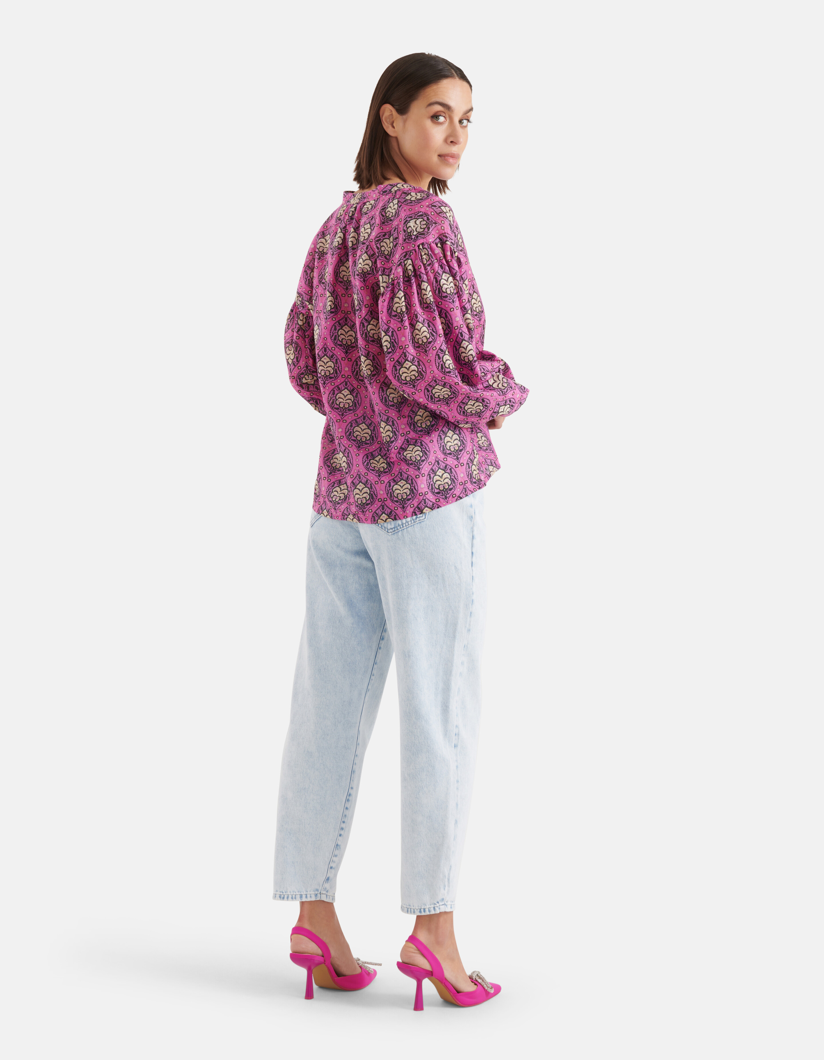 Printed Voile Blouse Roze SHOEBY WOMEN