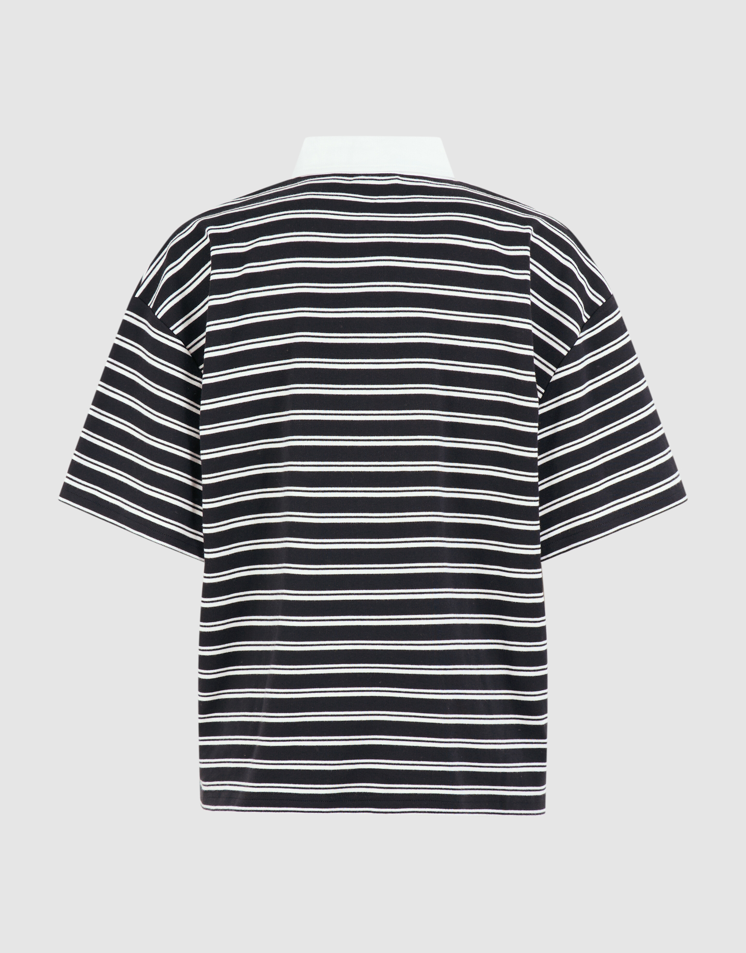 Oversized Stripe Short Sleeve Polo Zwart SHOEBY WOMEN