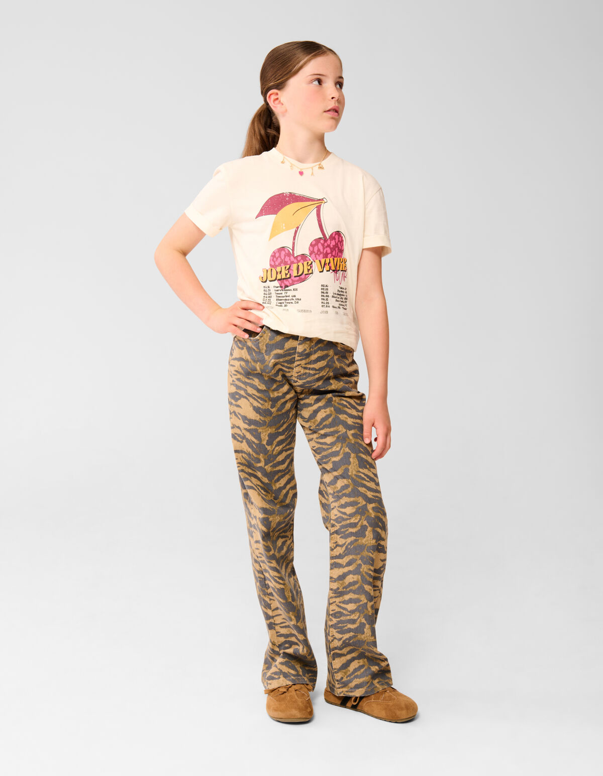 Vivre Artwork T-shirt Gebroken Wit SHOEBY GIRLS
