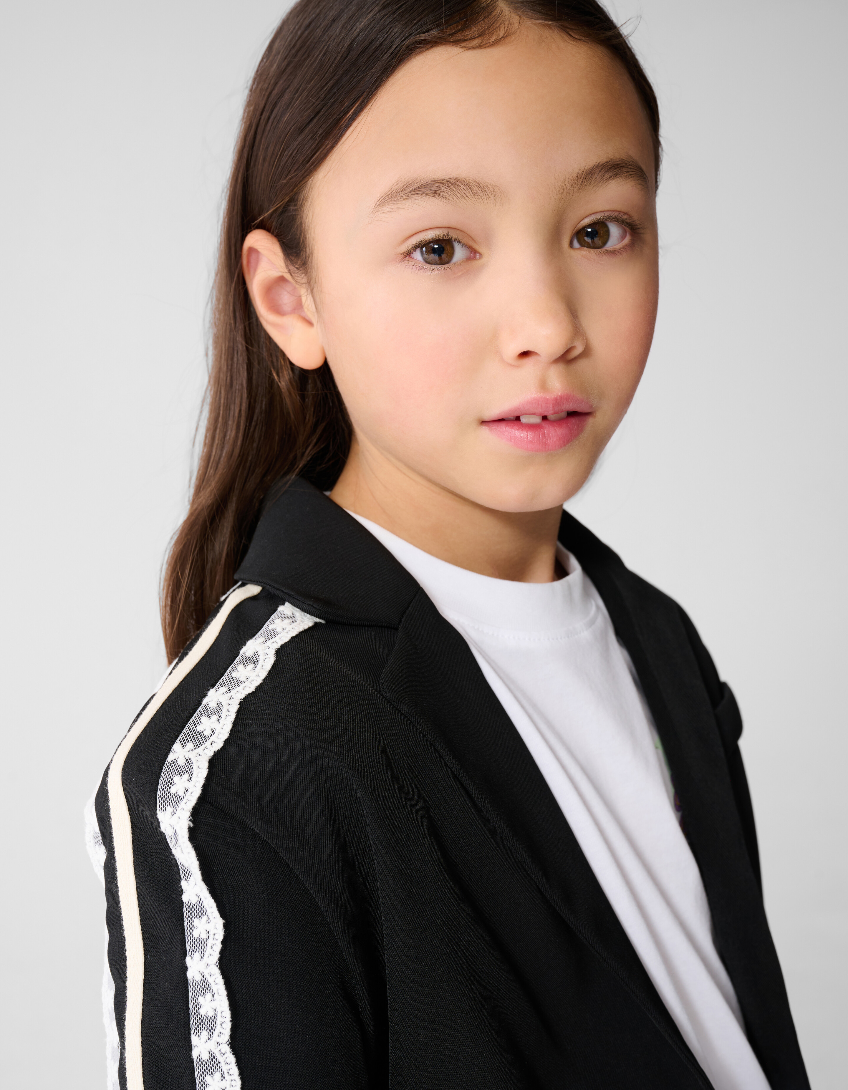 Cropped Kanten Blazer Zwart SHOEBY GIRLS