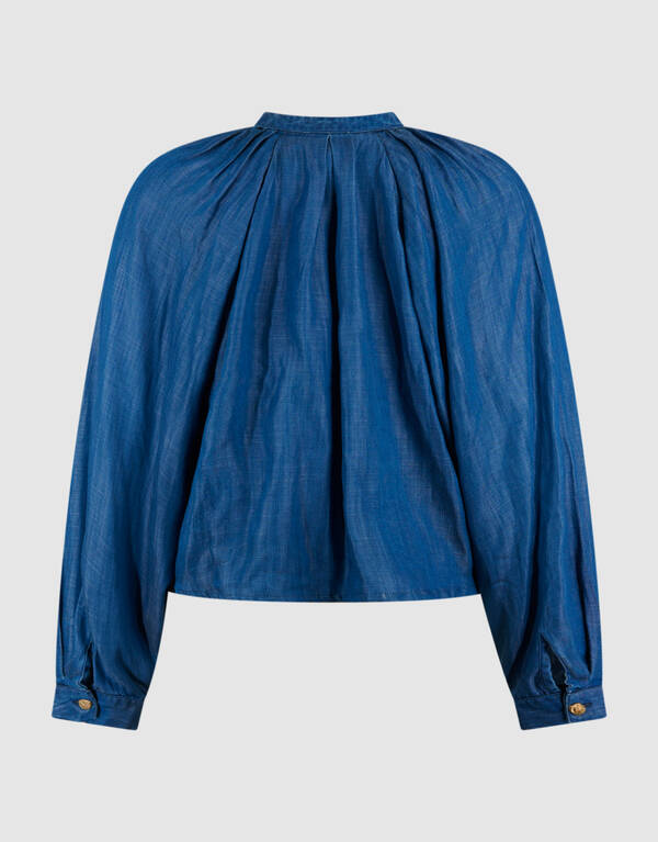 Cropped Denim Blouse Blauw SHOEBY WOMEN