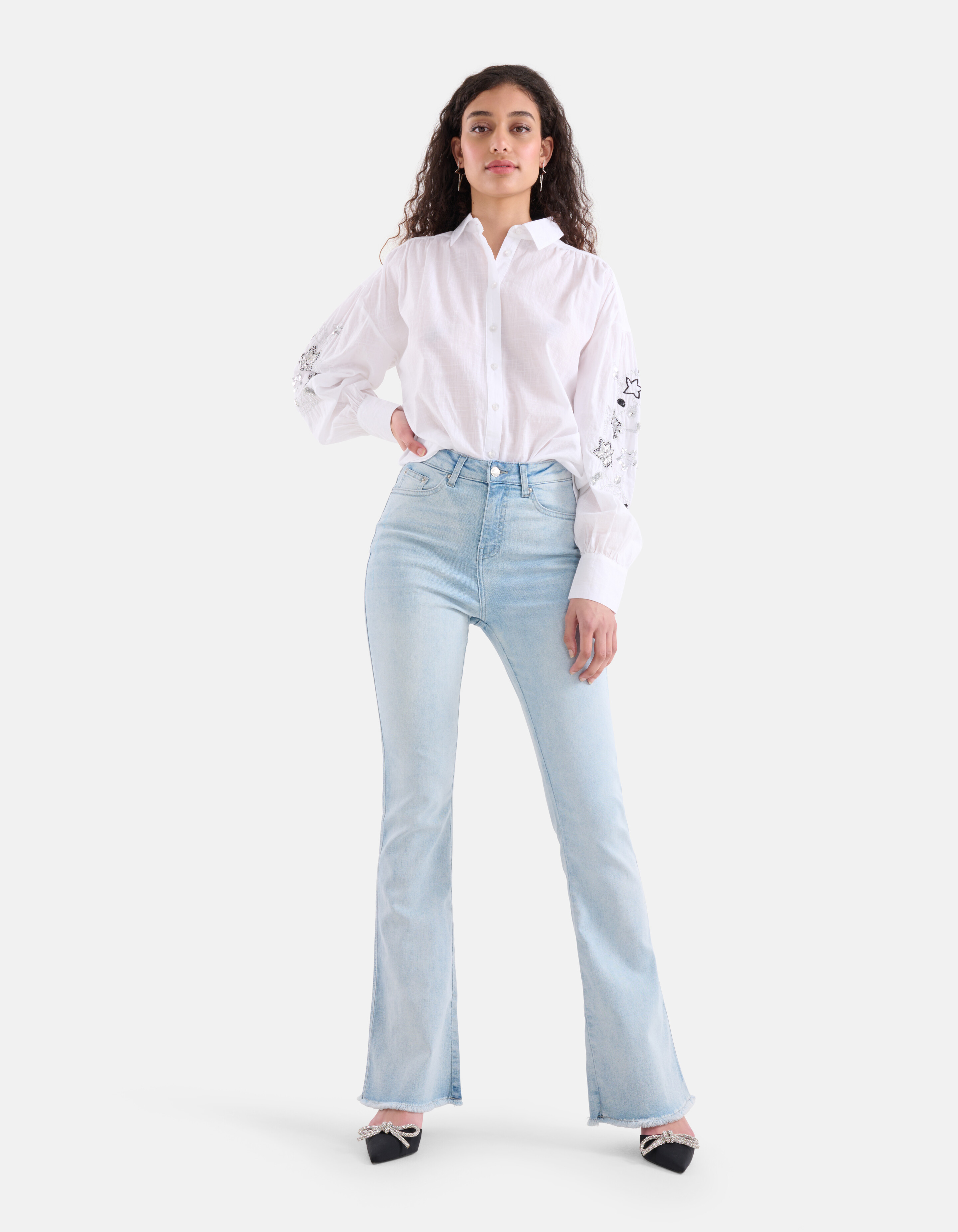 Flared Denim Jeans Bleached L34 SHOEBY WOMEN