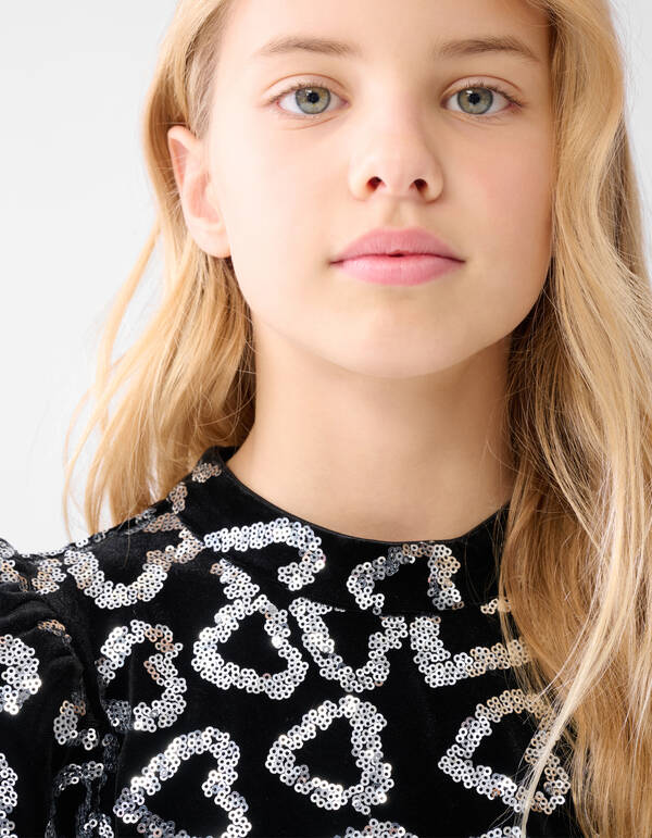 Sequin Heart Top Zilver SHOEBY GIRLS