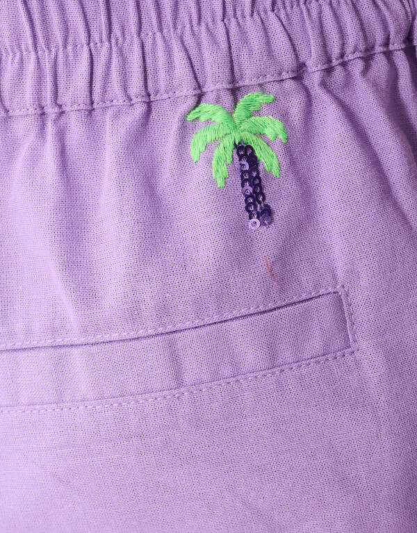 Palm Tree Embroidery Short Paars SHOEBY GIRLS