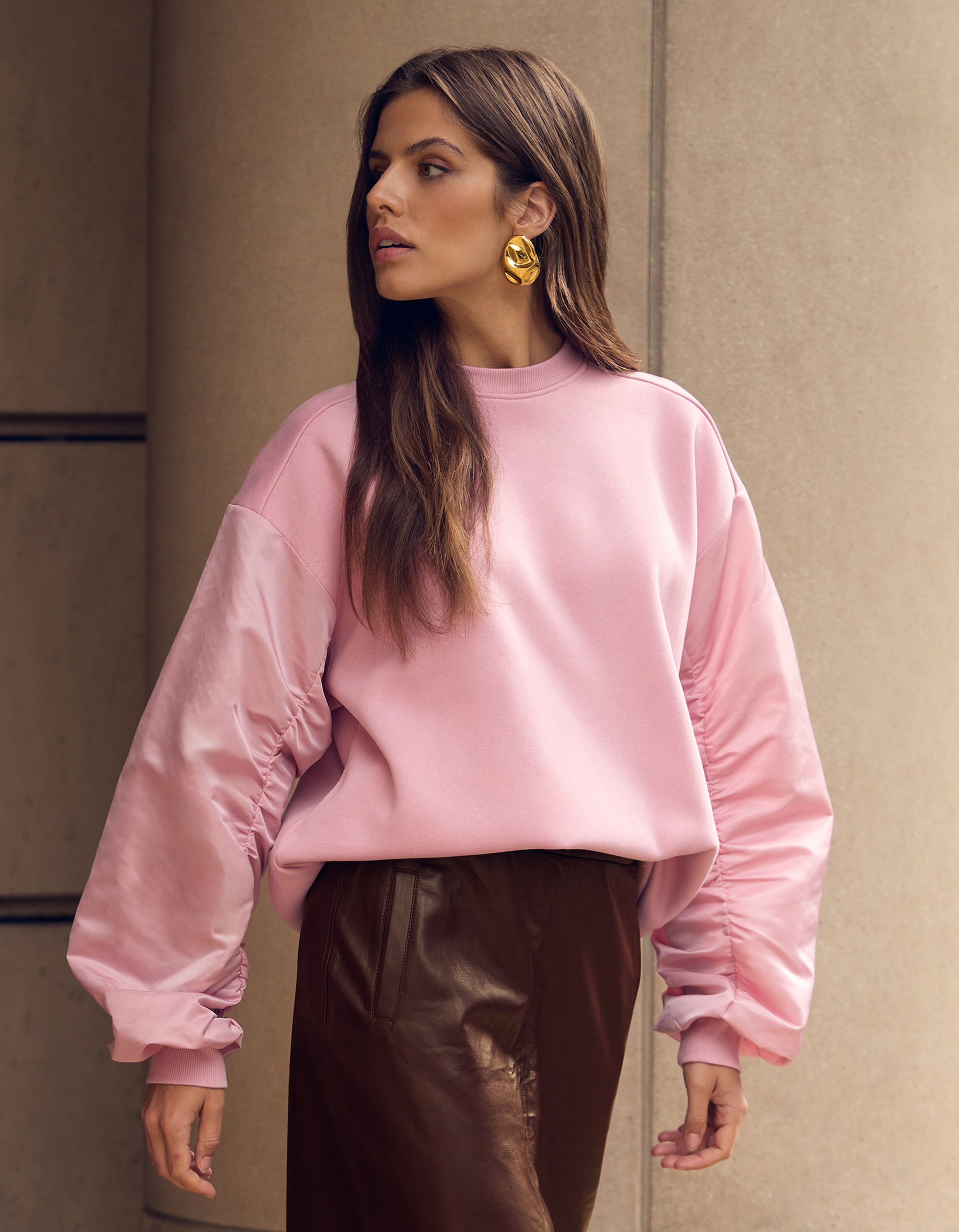 Satijnen Mix Sweater Lichtroze SHOEBY WOMEN
