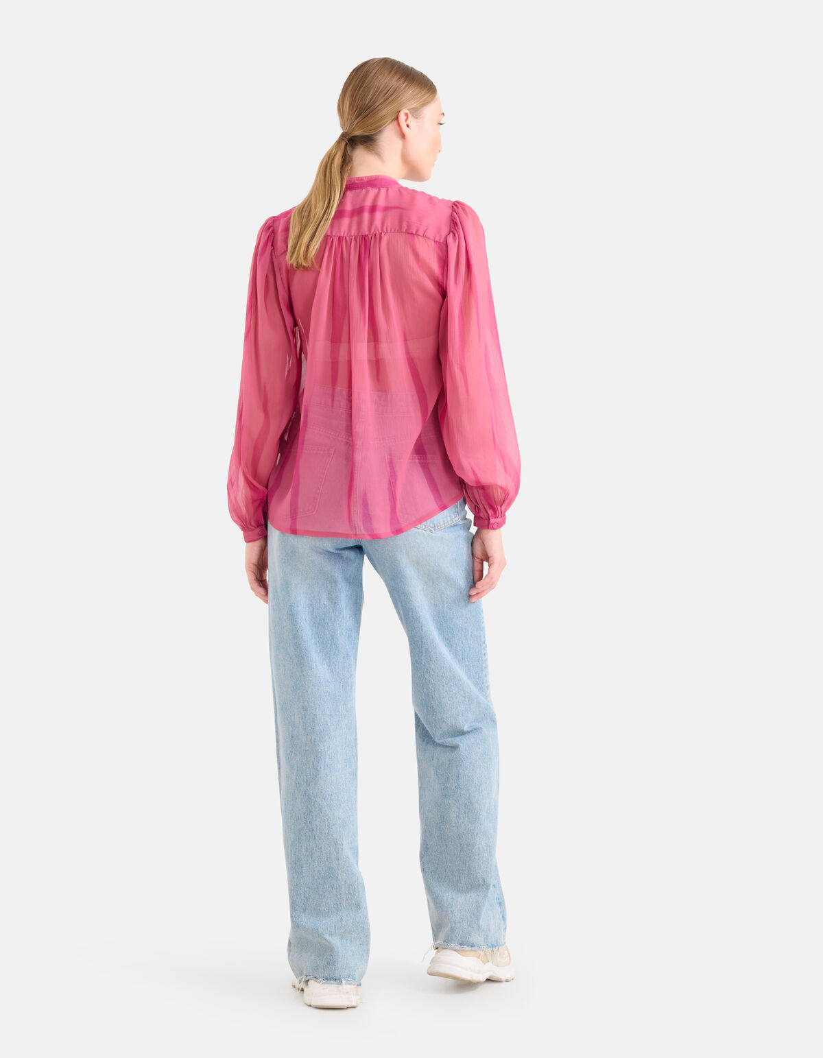 Two Tone Print Blouse Roze SHOEBY WOMEN