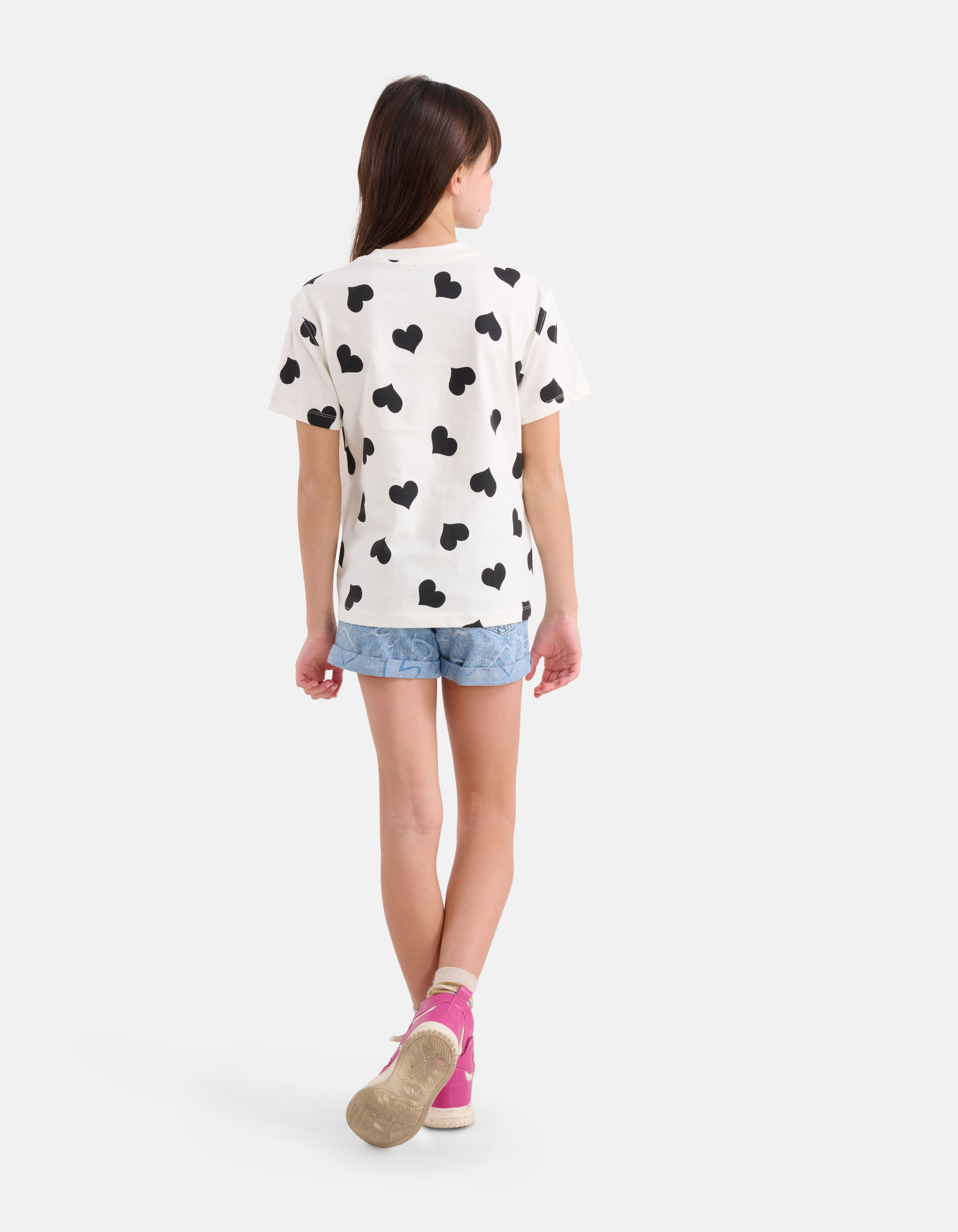 Oversized Hartjes Print T-shirt Wit SHOEBY GIRLS