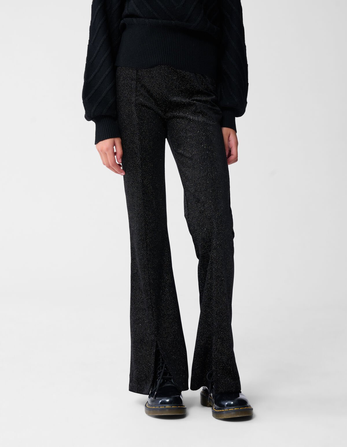 Velvet Wide Leg Broek Zwart SHOEBY GIRLS