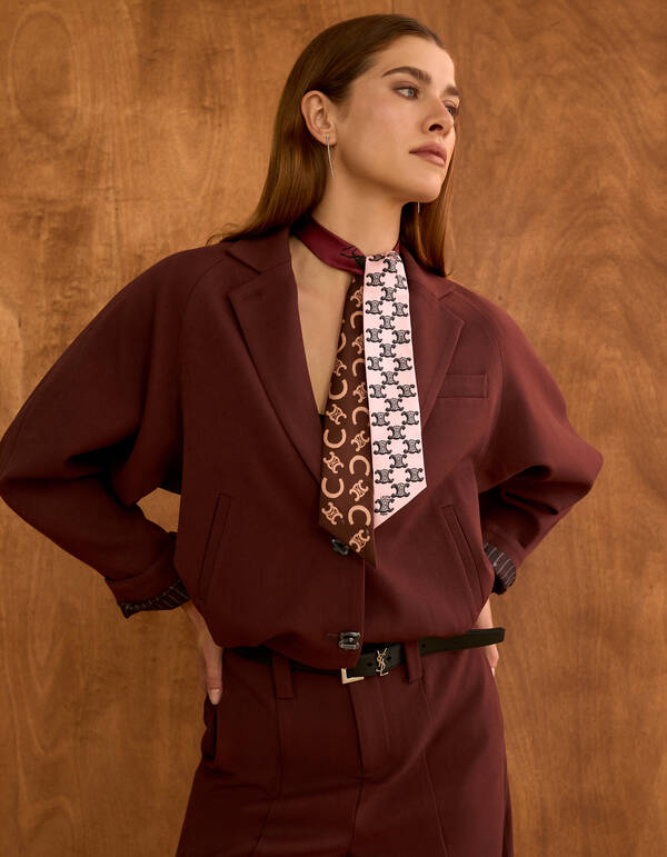 Oversized Cropped Blazer Donkerrood By Mieke SHOEBY WOMEN