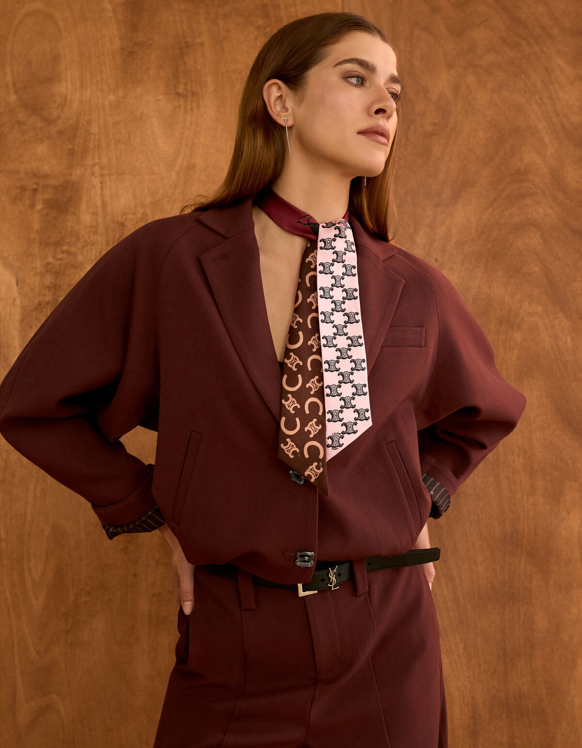 Oversized Cropped Blazer Donkerrood By Mieke SHOEBY WOMEN
