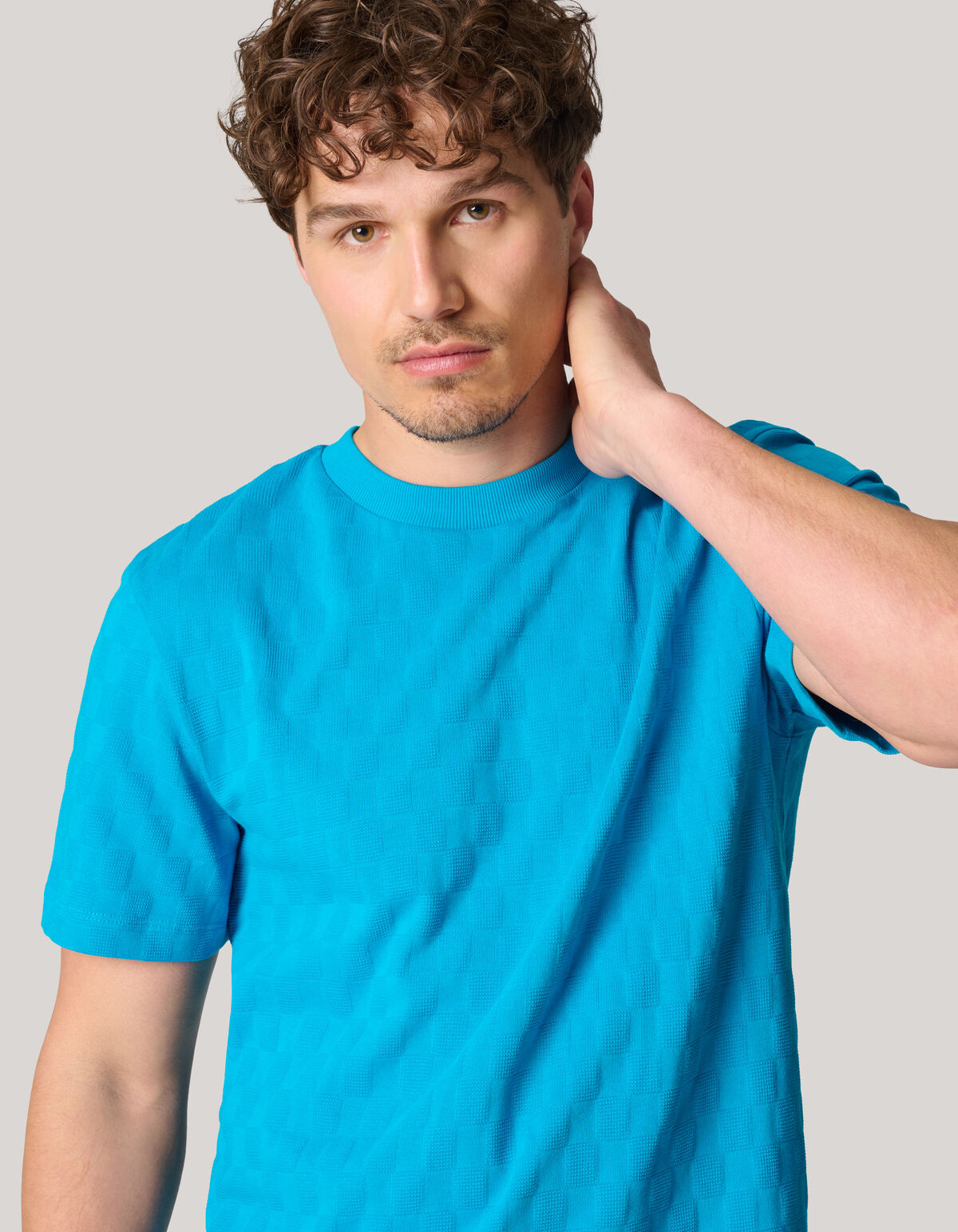 Block Structuur T-shirt Blauw SHOEBY MEN