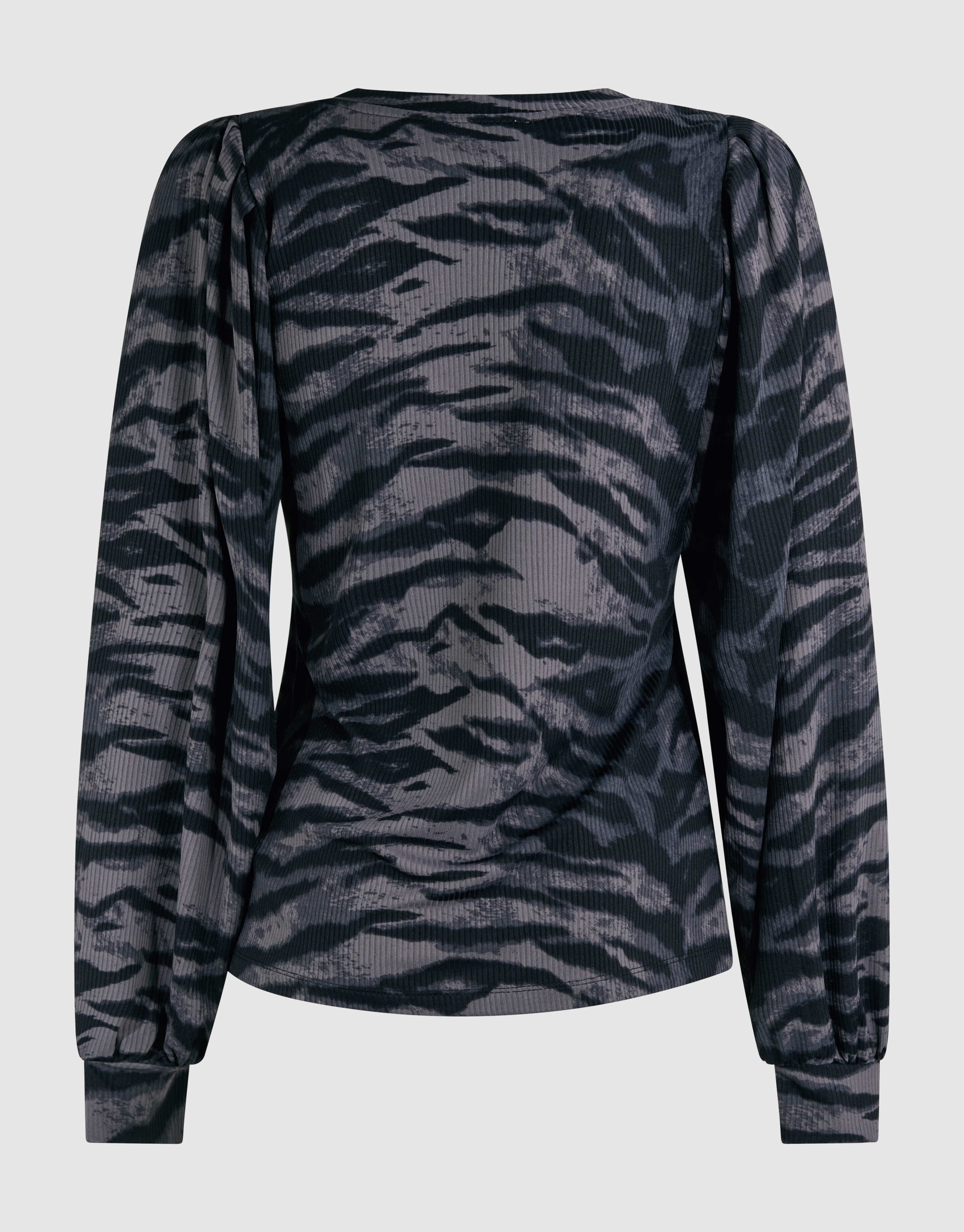 Tijgerprint Rib Jersey Top Donkergrijs SHOEBY WOMEN