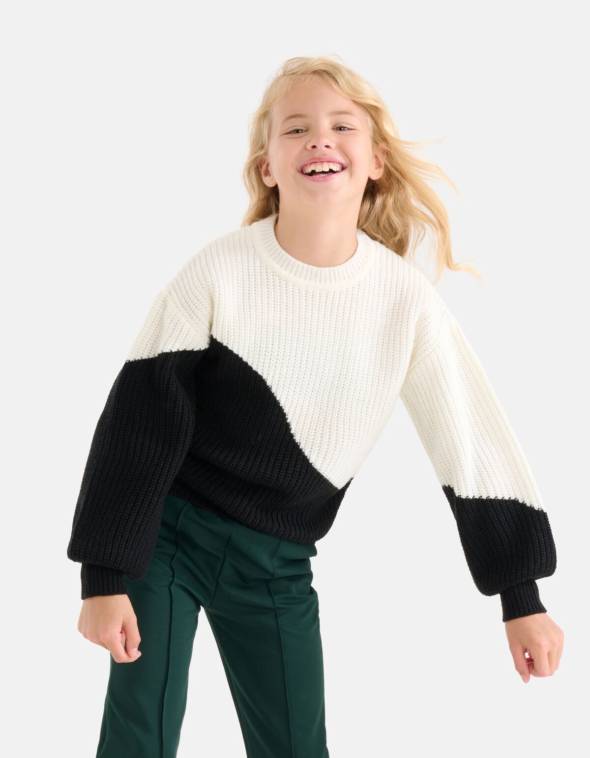 Colorblock Trui Zwart/Wit SHOEBY GIRLS