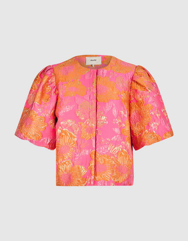 Jacquard Flower Blouse Roze/Oranje SHOEBY WOMEN
