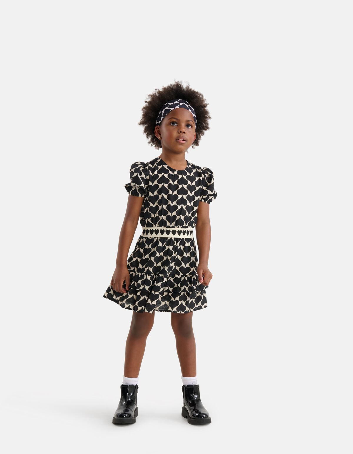 Printed Heart Jurk Zwart SHOEBY GIRLS