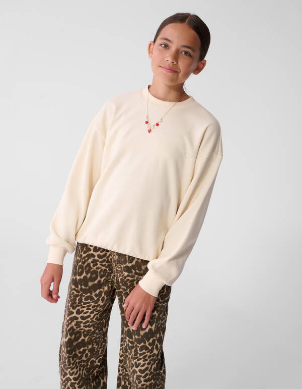 Strass Tekst Sweater Gebroken Wit SHOEBY GIRLS