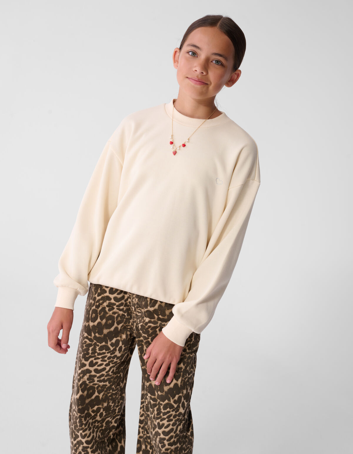 Strass Tekst Sweater Gebroken Wit SHOEBY GIRLS