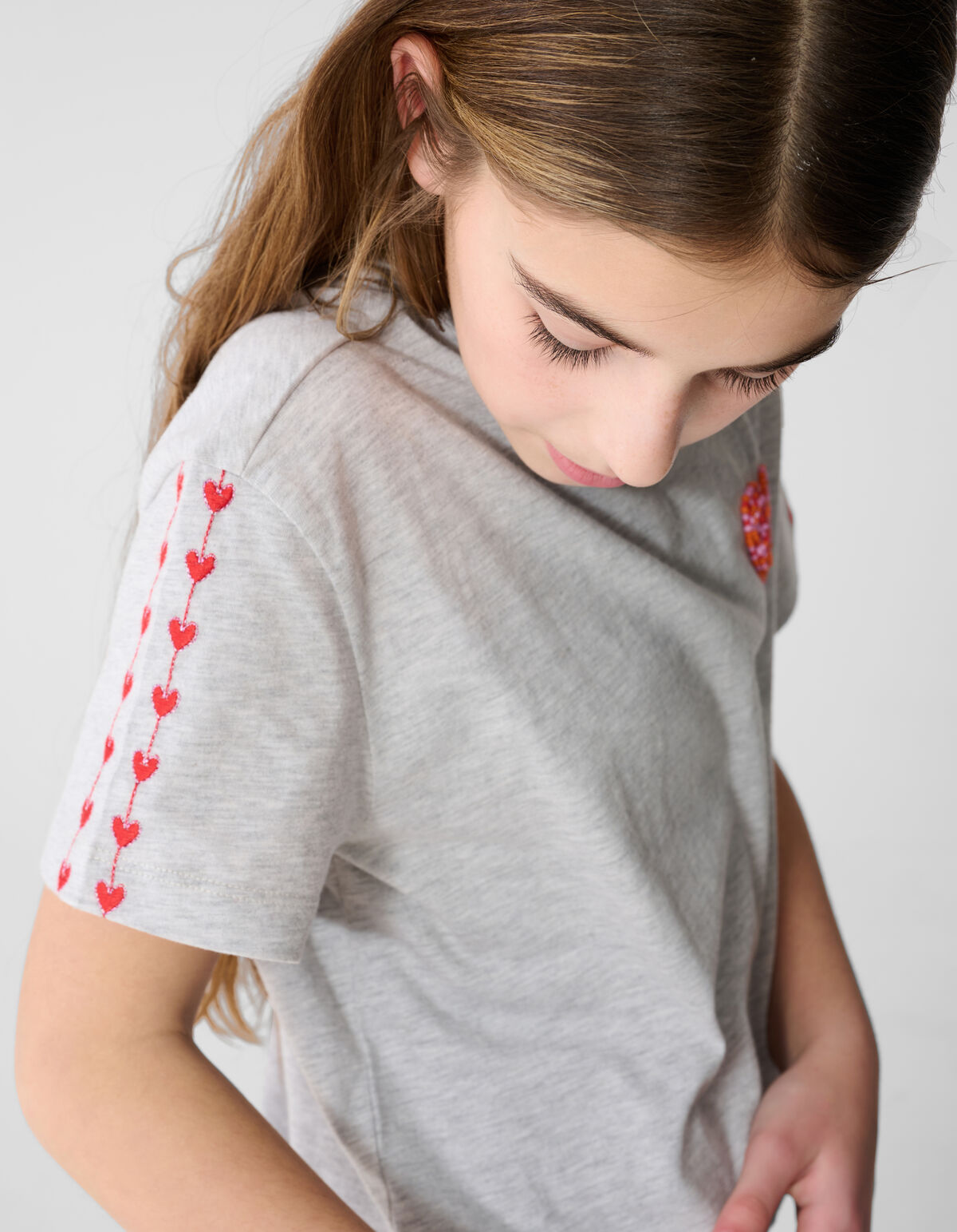 Heart Artwork T-shirt Lichtgrijs SHOEBY GIRLS