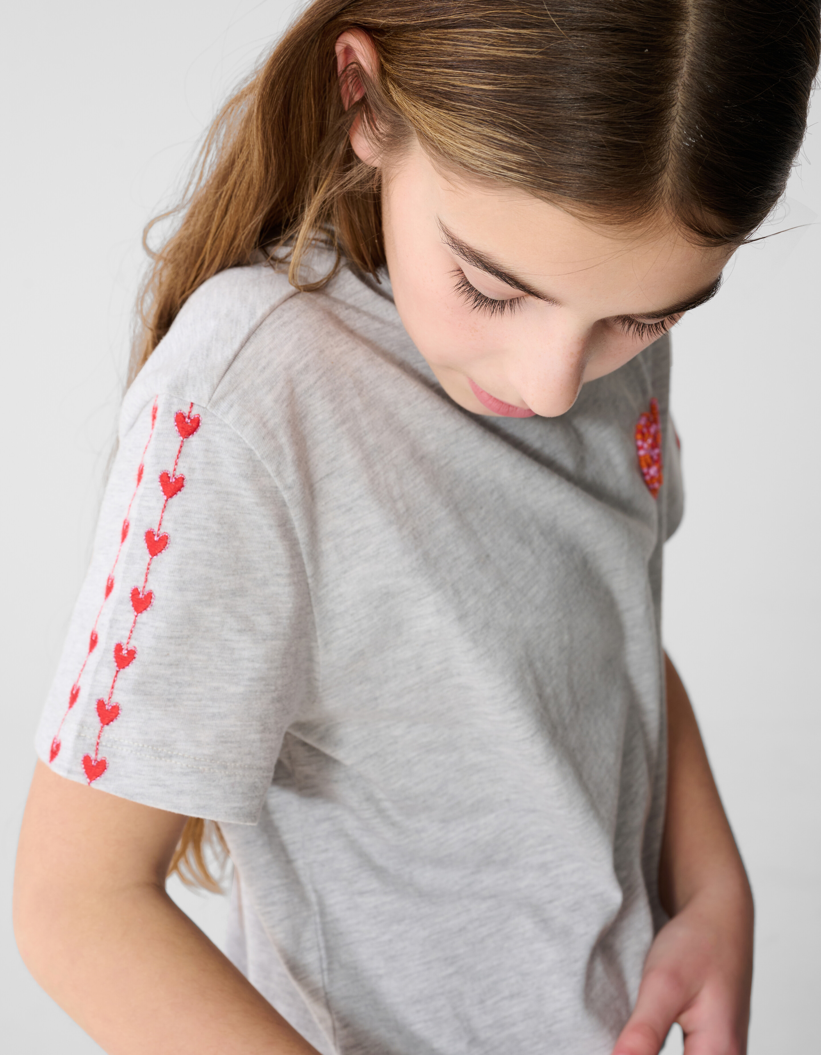 Heart Artwork T-shirt Lichtgrijs SHOEBY GIRLS