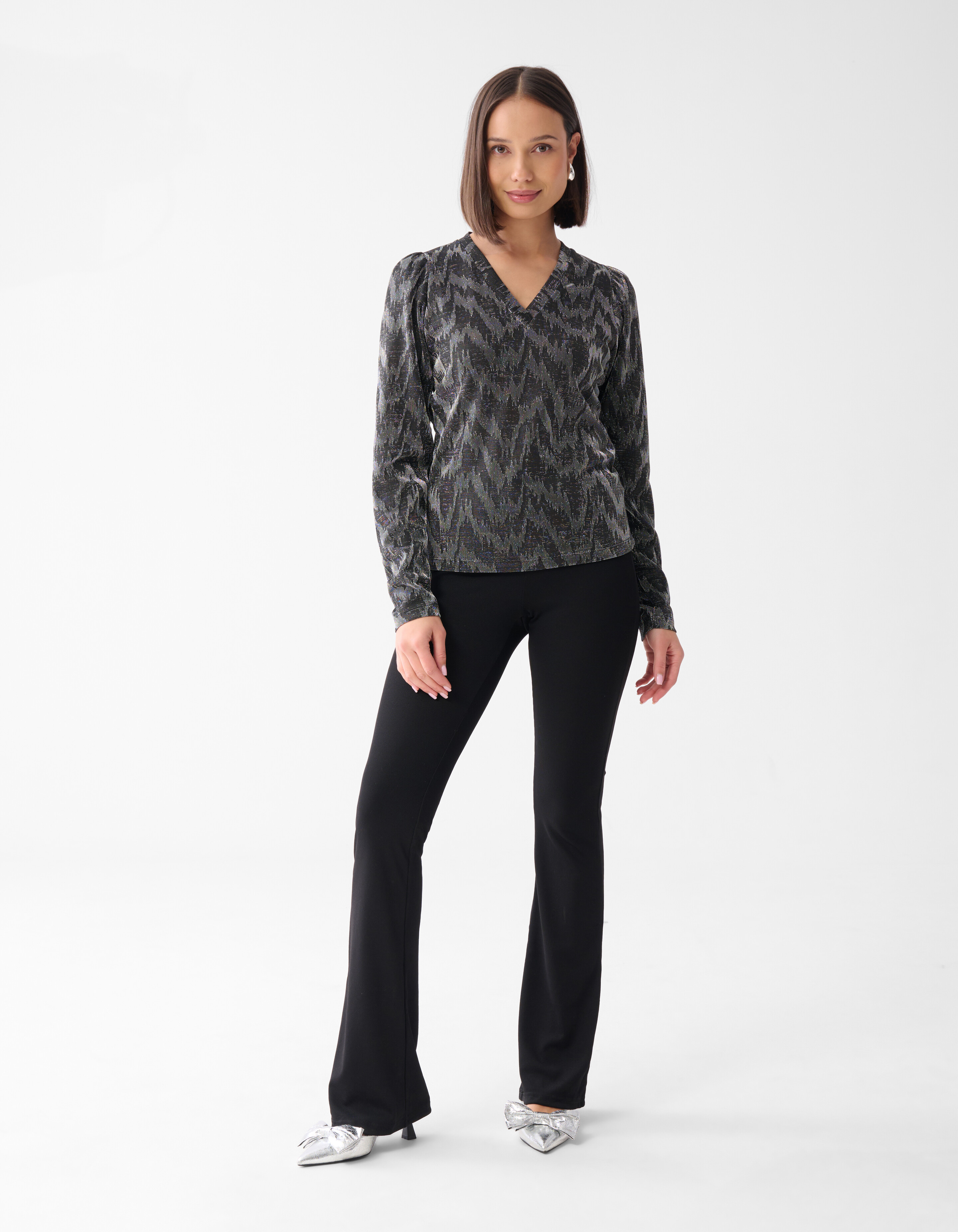Lurex V-hals Top Zwart SHOEBY WOMEN