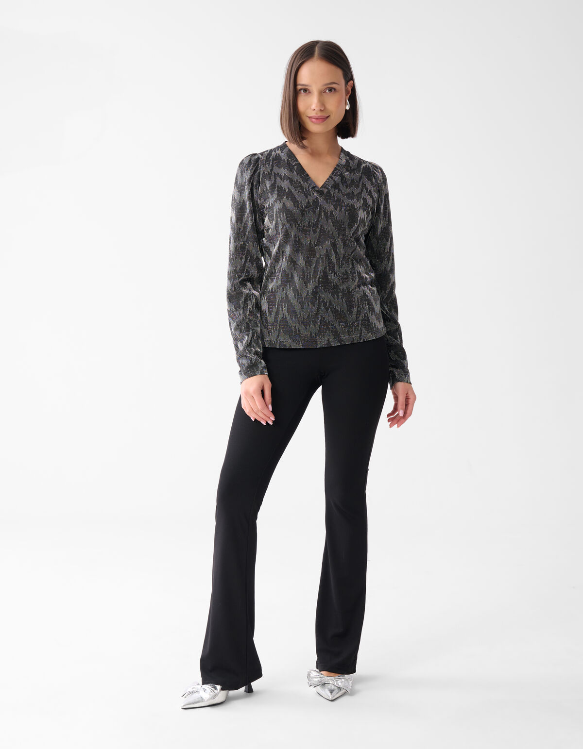 Lurex V-hals Top Zwart SHOEBY WOMEN