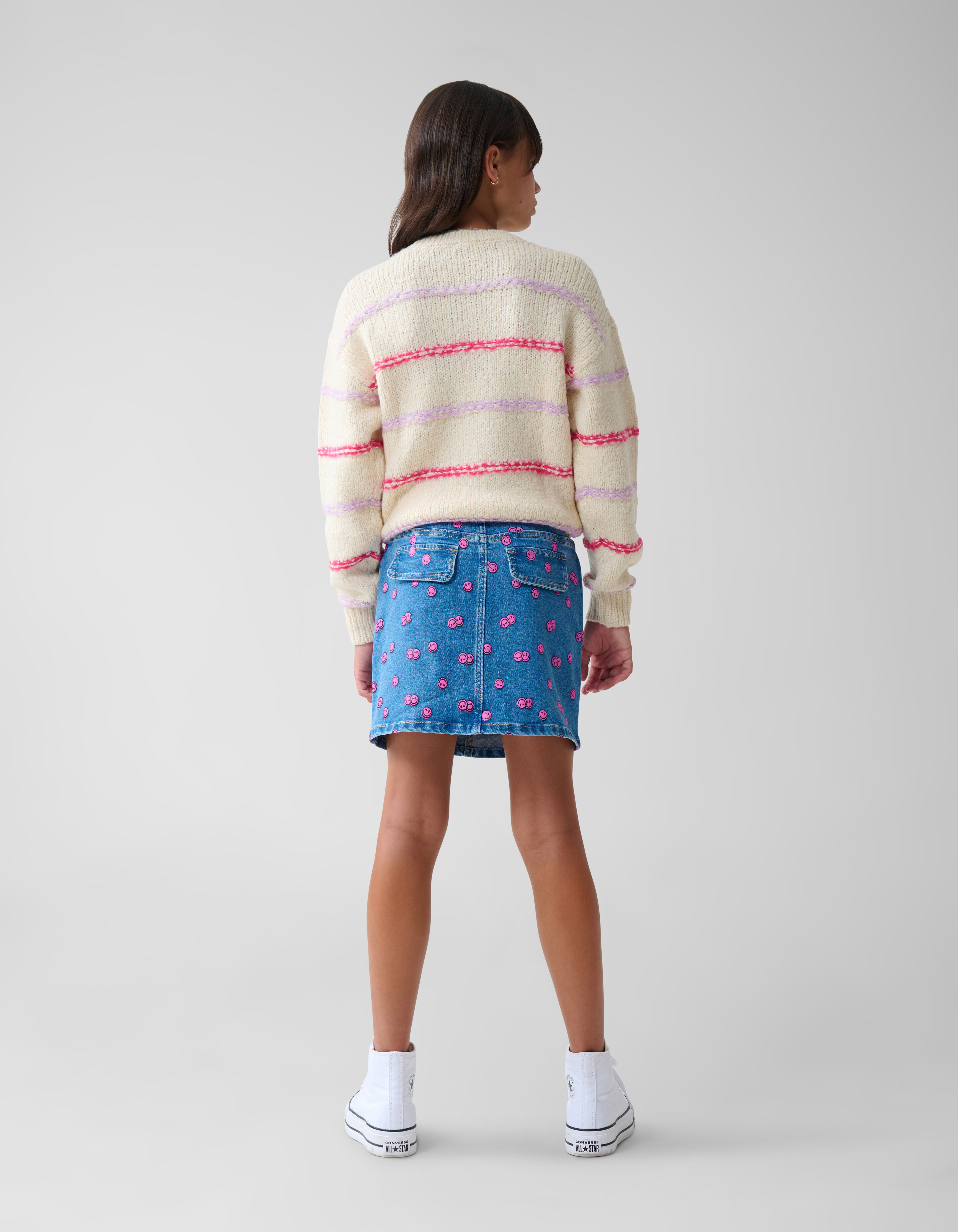 Printed Denim Mini Rok Blauw SHOEBY GIRLS