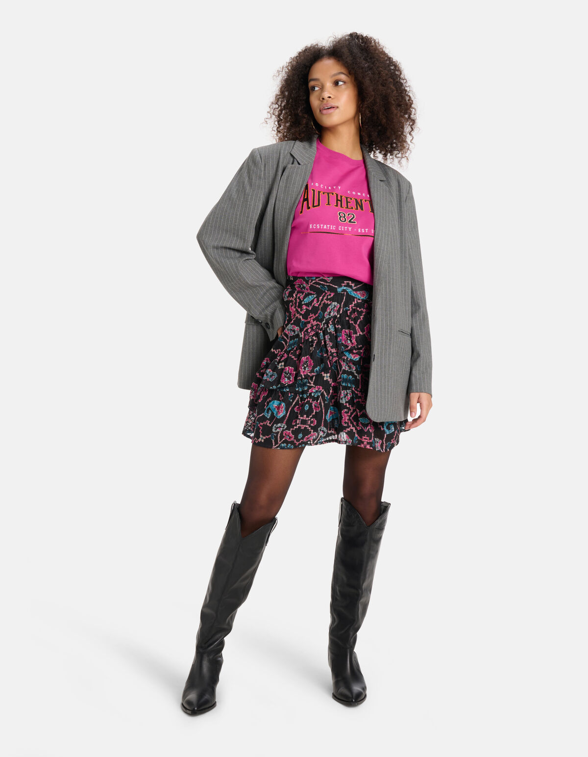 Grafische Print Rok Zwart SHOEBY WOMEN