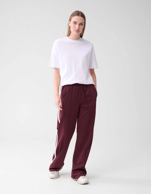 Sporty Wide Leg Broek Bordeaux SHOEBY WOMEN