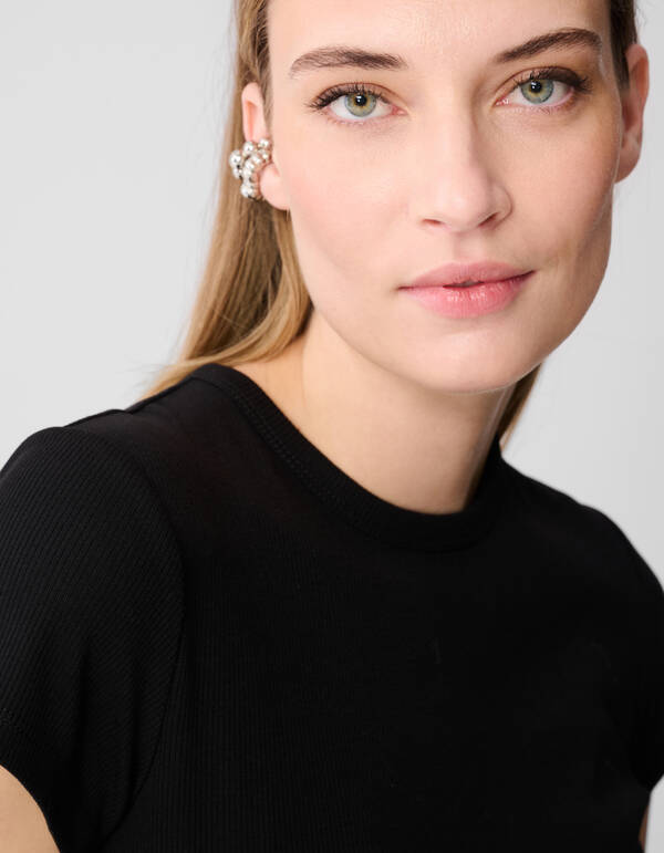 Rib T-shirt Zwart SHOEBY WOMEN