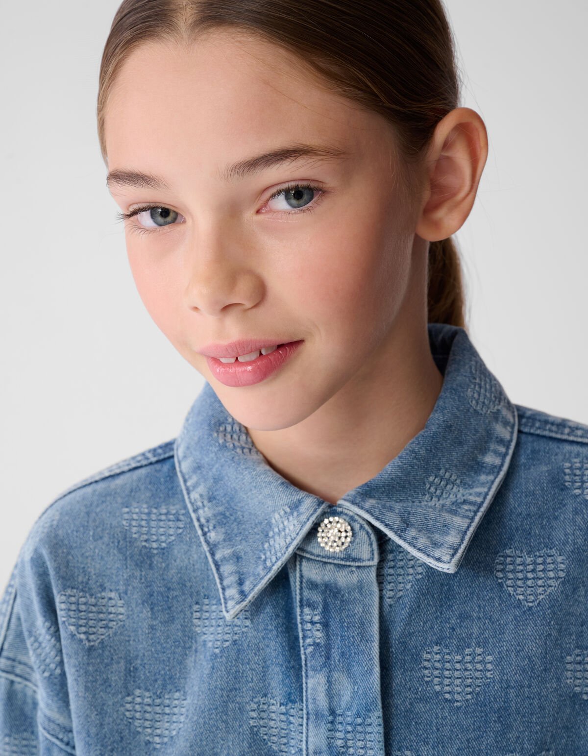 Heart Denim Blouse Blauw SHOEBY GIRLS