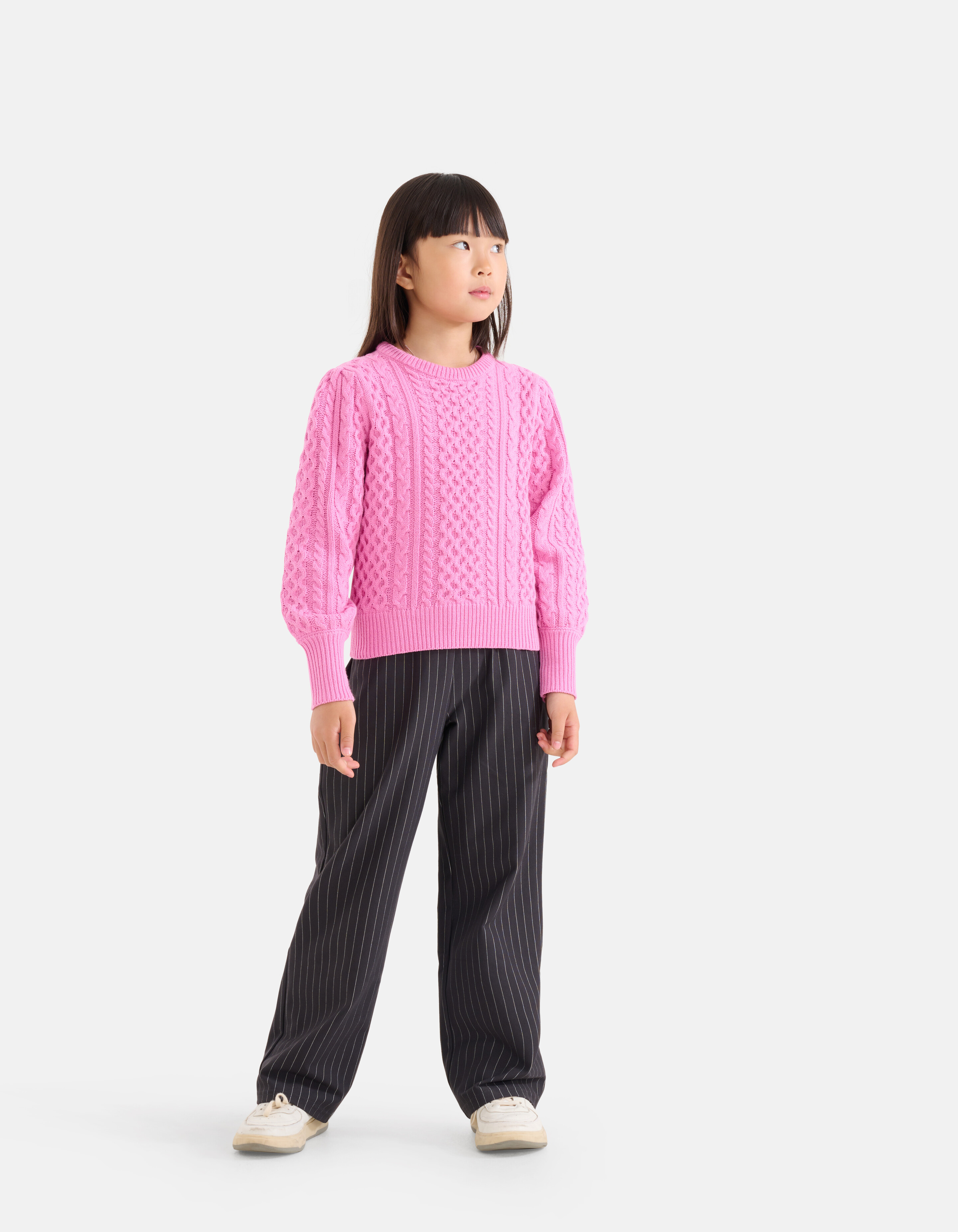 Pinstripe Wide Leg Broek Donkergrijs SHOEBY GIRLS