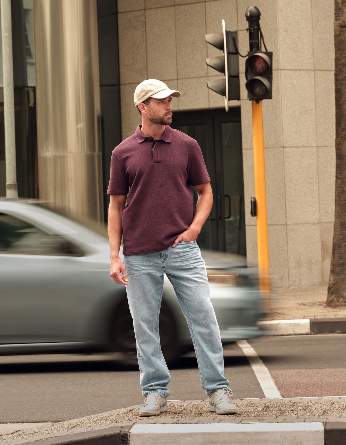 Structuur Polo Donkerrood SHOEBY MEN