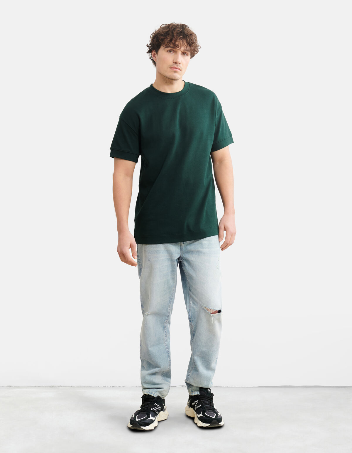 Relaxed Fit T-shirt Donkergroen SHOEBY MEN