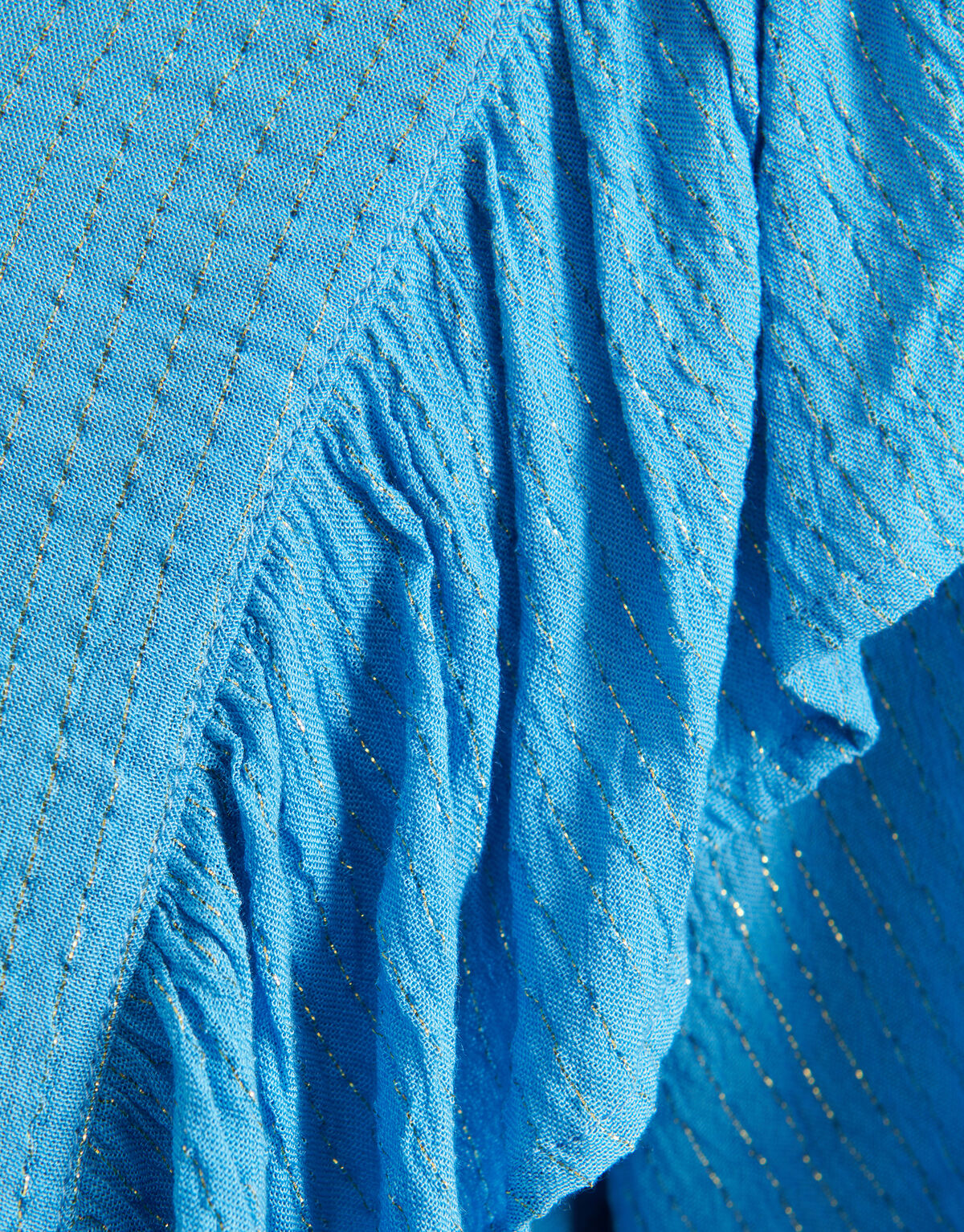 Ruffle Lurex Top Blauw SHOEBY WOMEN