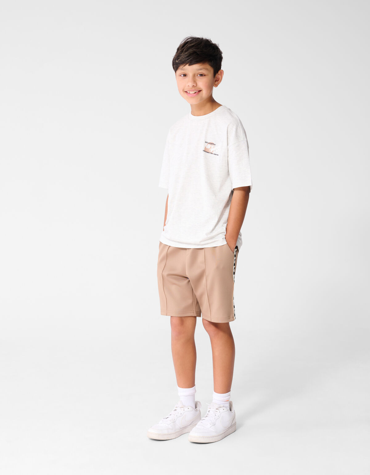 Oversized Waves Artwork T-shirt Lichtgrijs SHOEBY BOYS