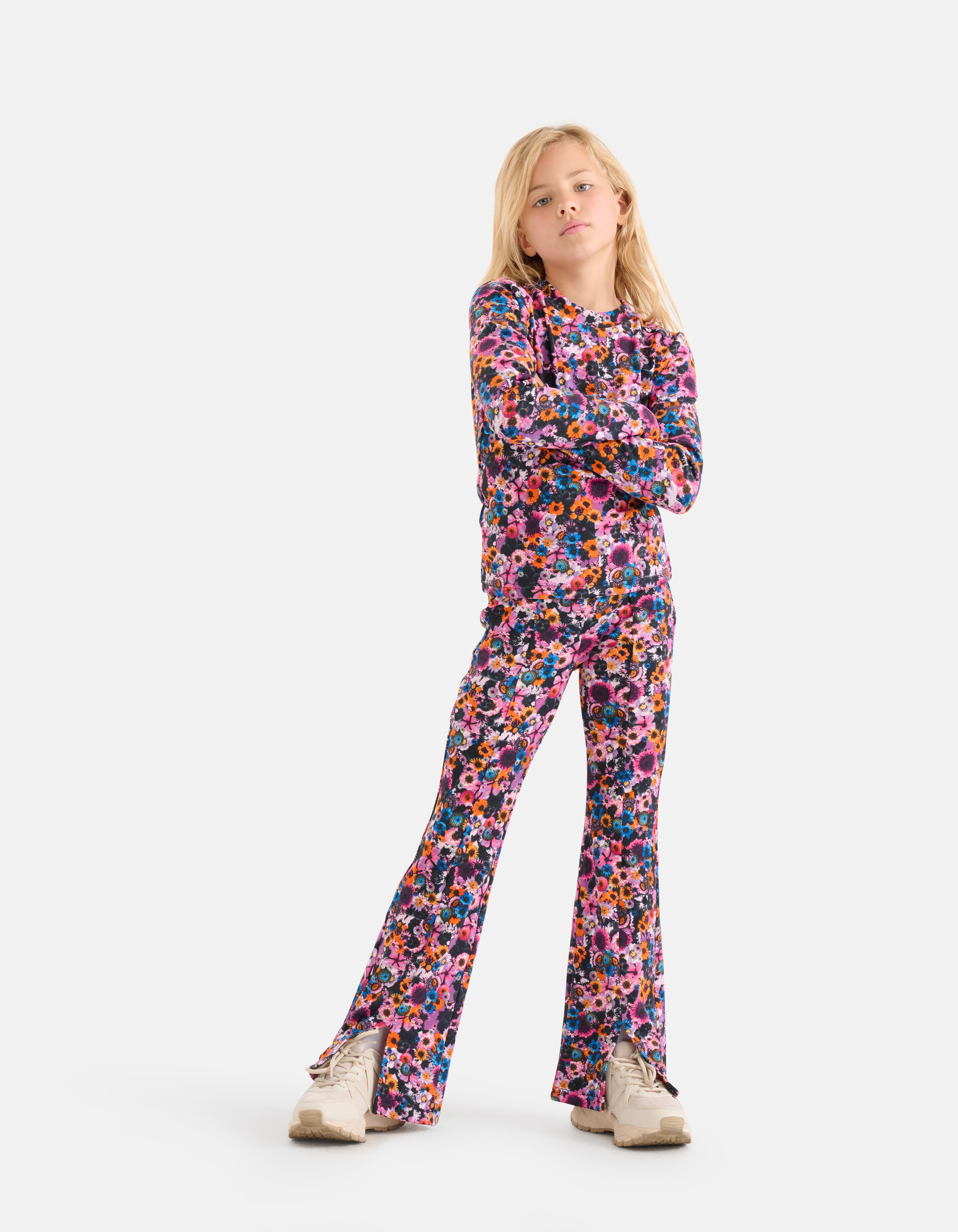 Bloemenprint Rib Flared Legging SHOEBY GIRLS