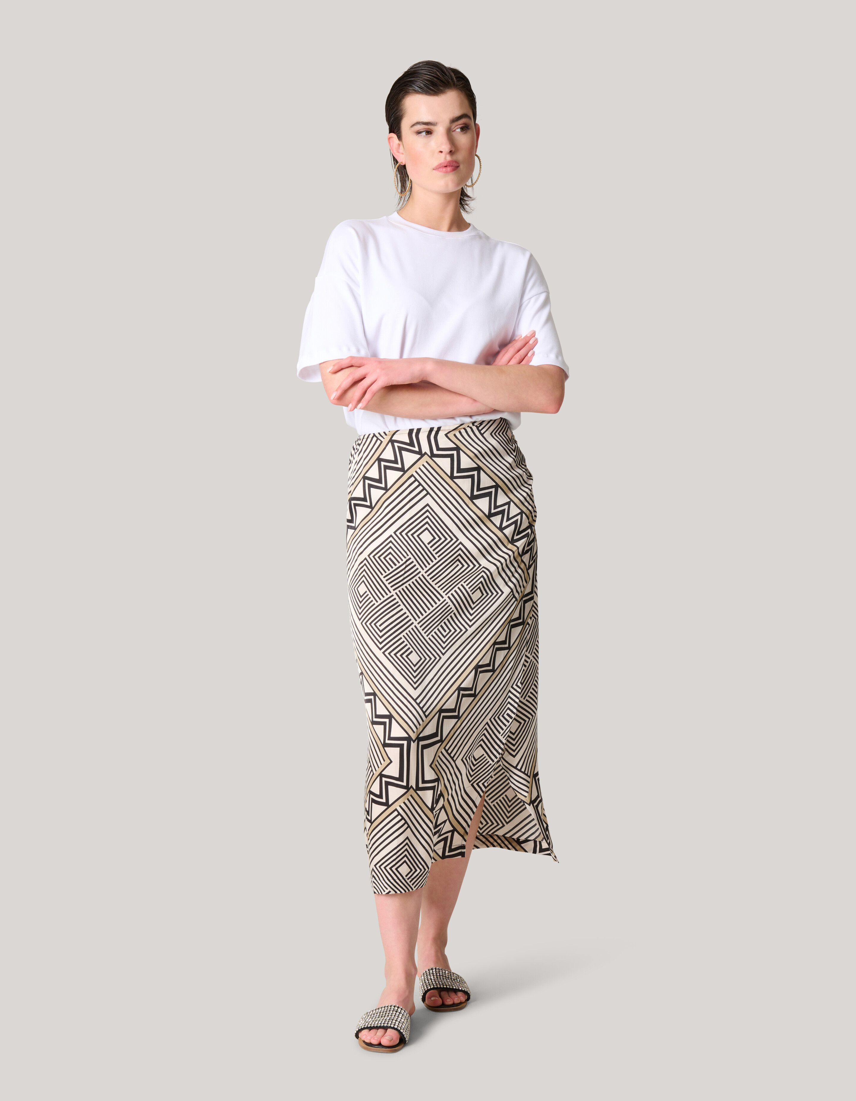 Printed Maxi Rok Gebroken Wit SHOEBY WOMEN