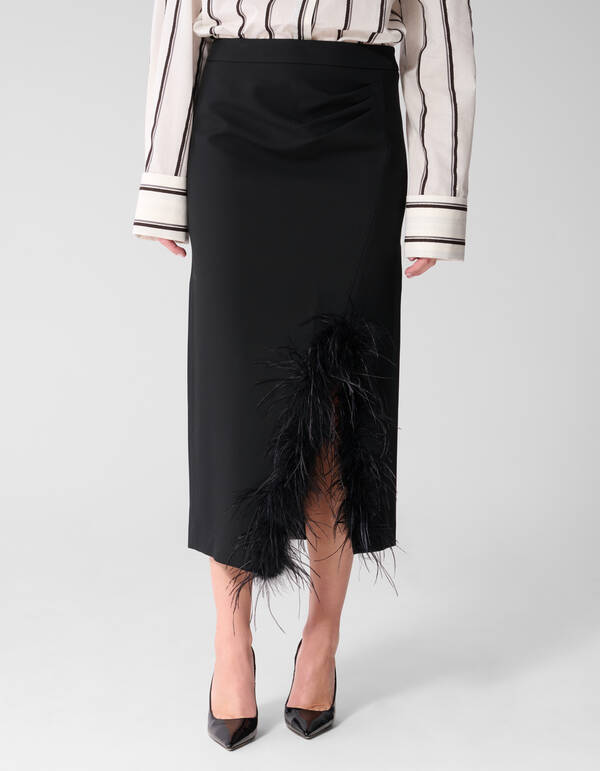 Feather Maxi Rok Zwart By Mieke SHOEBY WOMEN