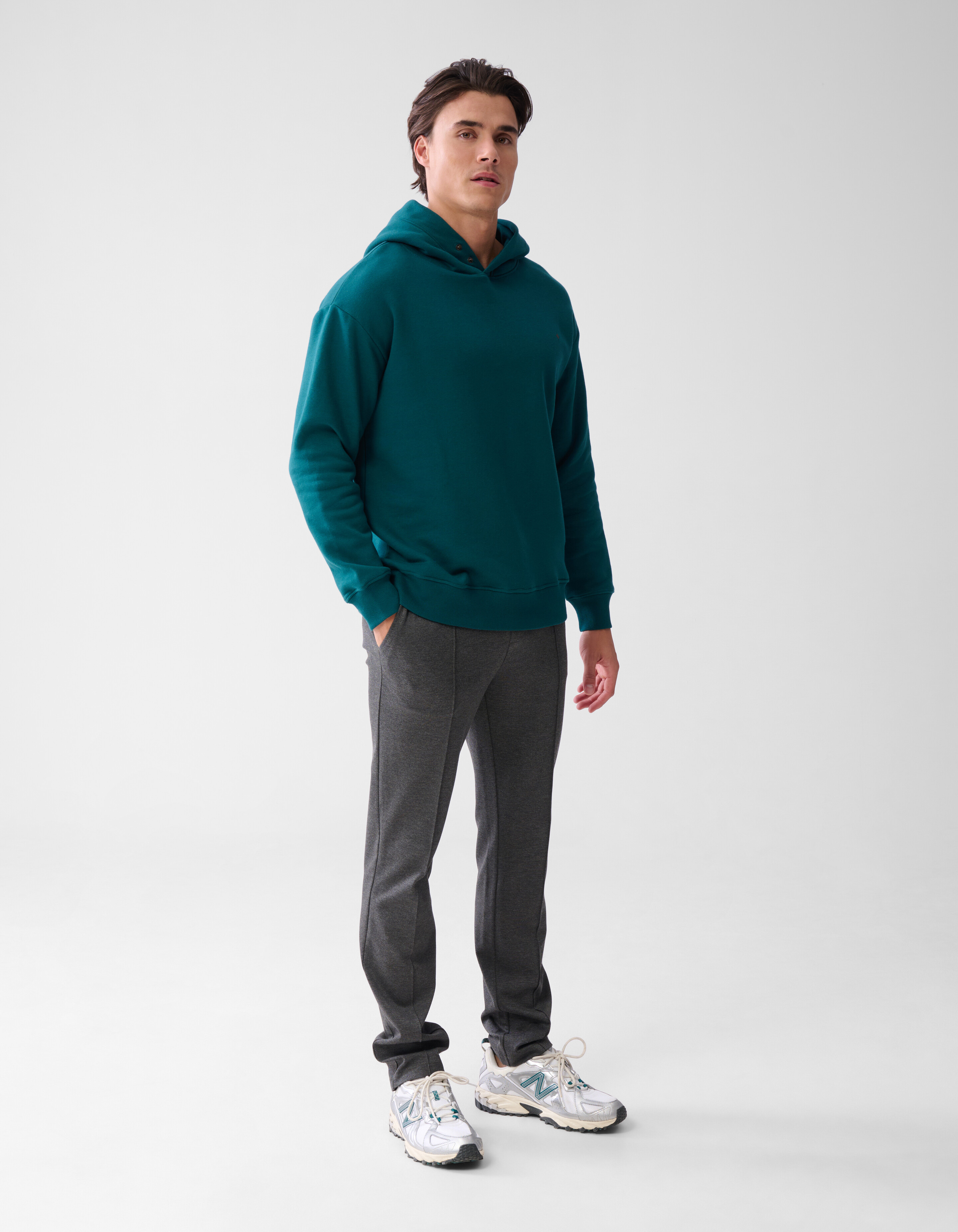 Relaxed Fit Hoodie Donkergroen SHOEBY MEN