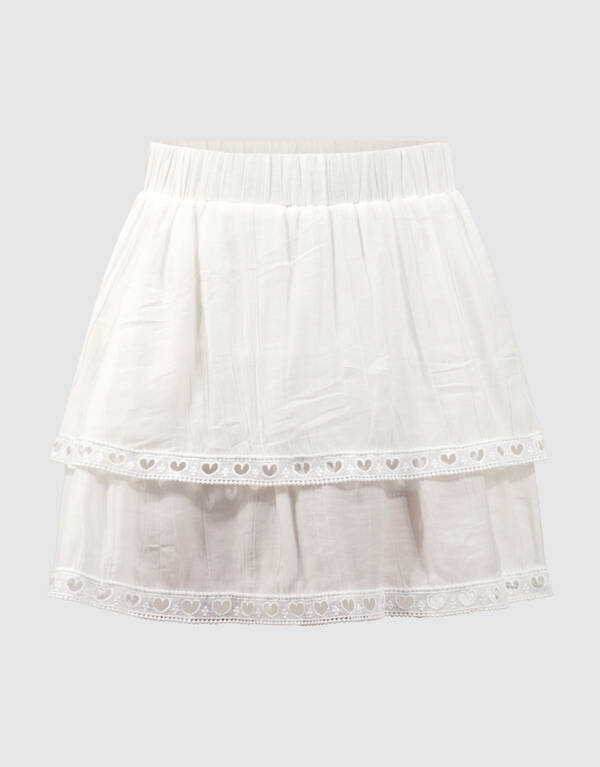 Ruffle Mini Rok Wit SHOEBY GIRLS
