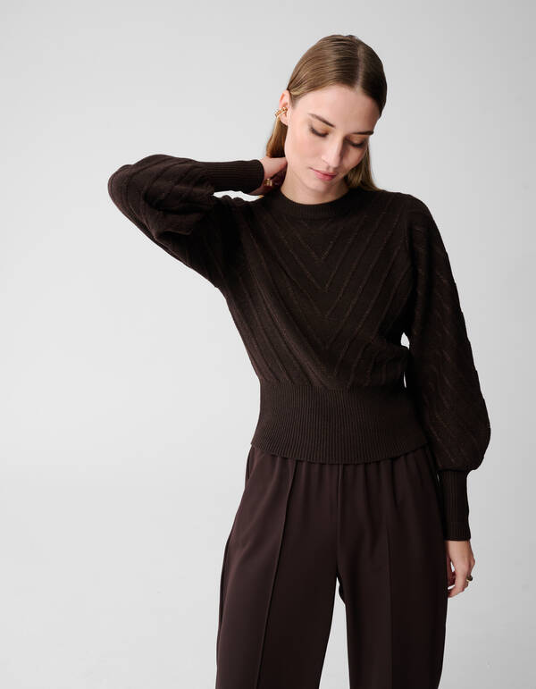 Glitter Gebreide Trui Donkerbruin SHOEBY WOMEN