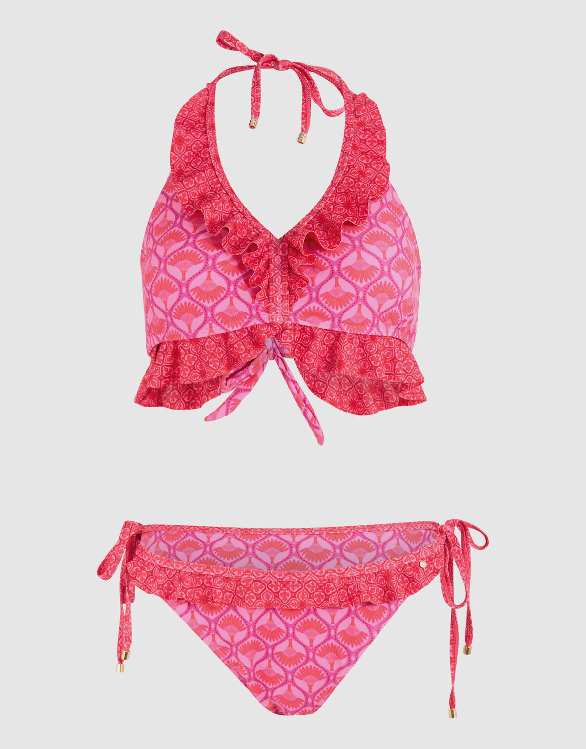 Printed Ruffle Bikini Broekje Roze SHOEBY ACCESSOIRES