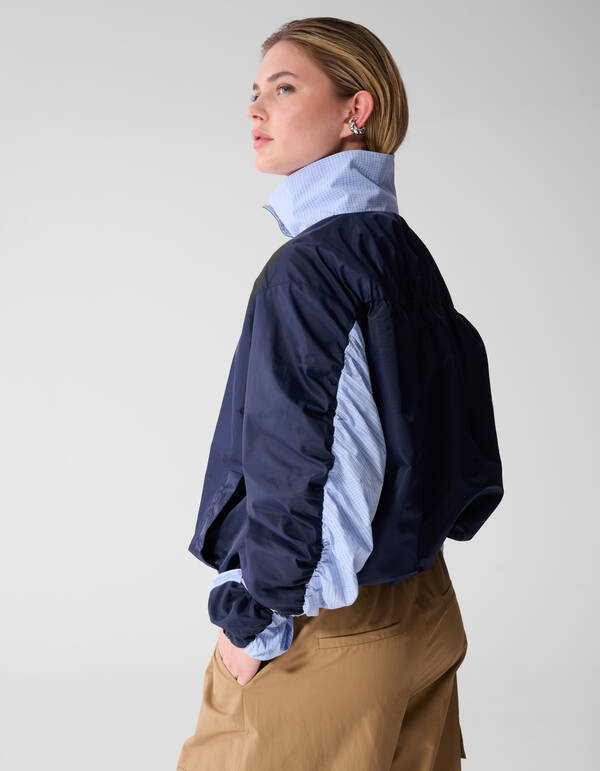 Check Satin Bomber Blauw SHOEBY WOMEN