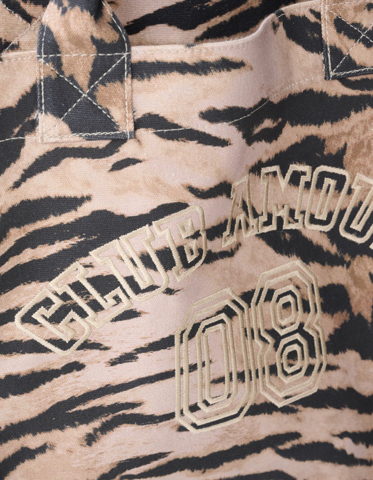 Tijgerprint Embroidery Shopper Bruin SHOEBY ACCESSOIRES