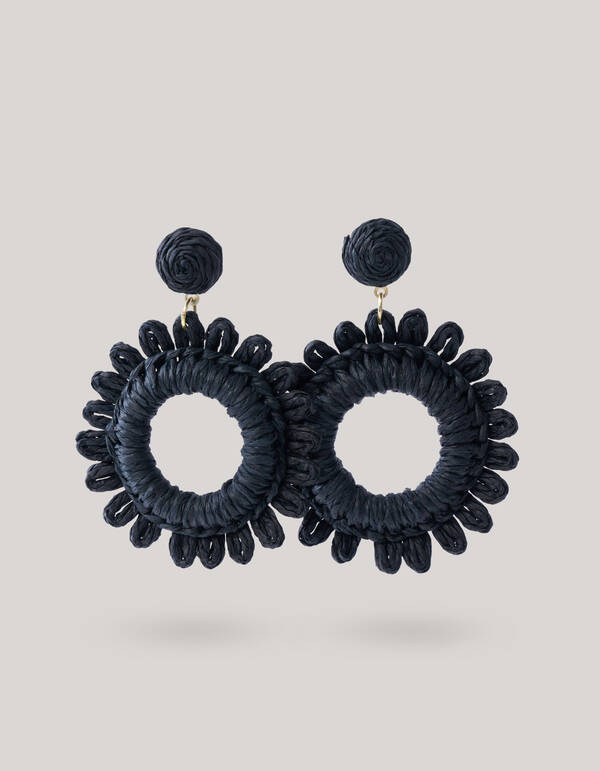 Flower Straw Oorbellen Zwart SHOEBY ACCESSOIRES