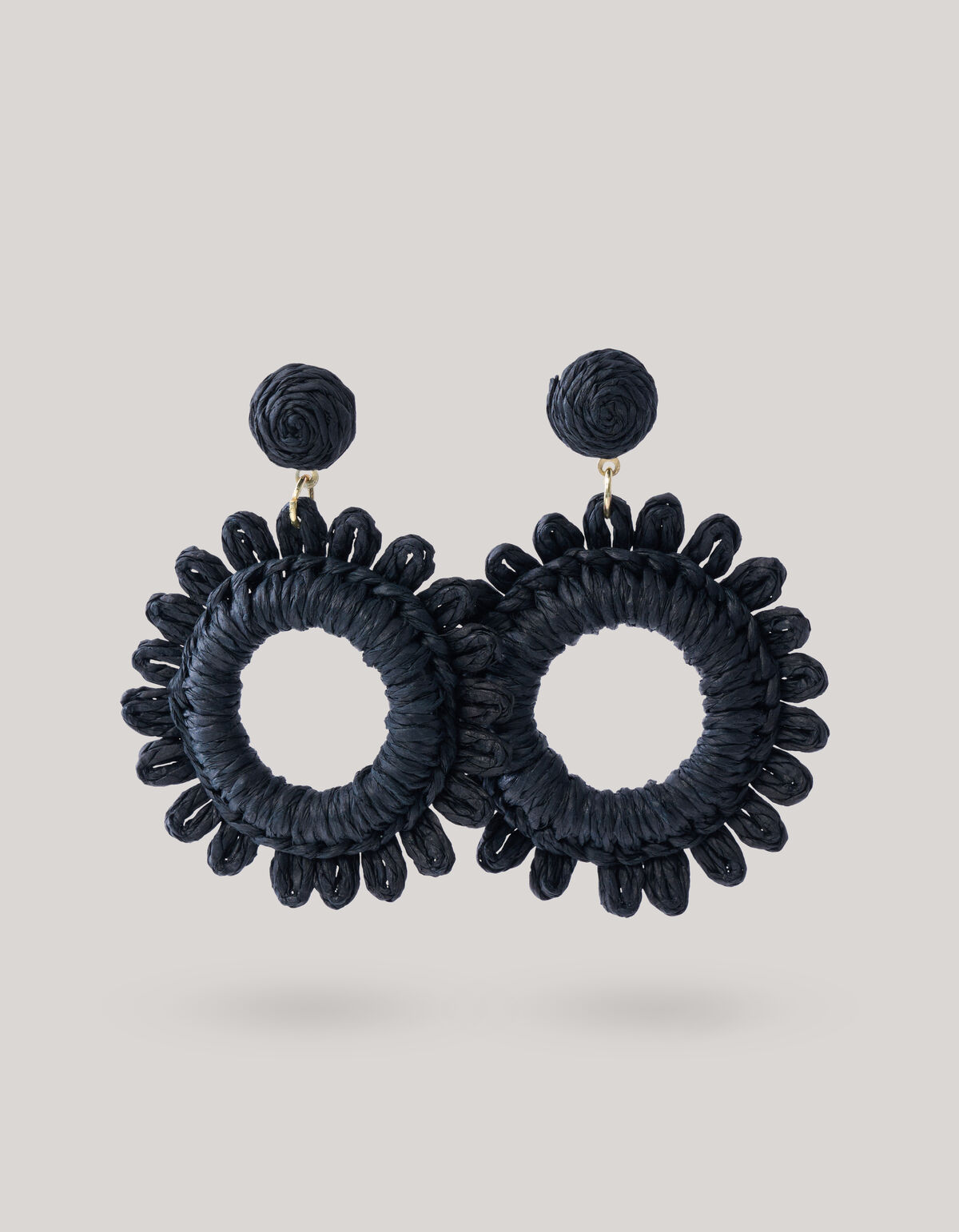 Flower Straw Oorbellen Zwart SHOEBY ACCESSOIRES
