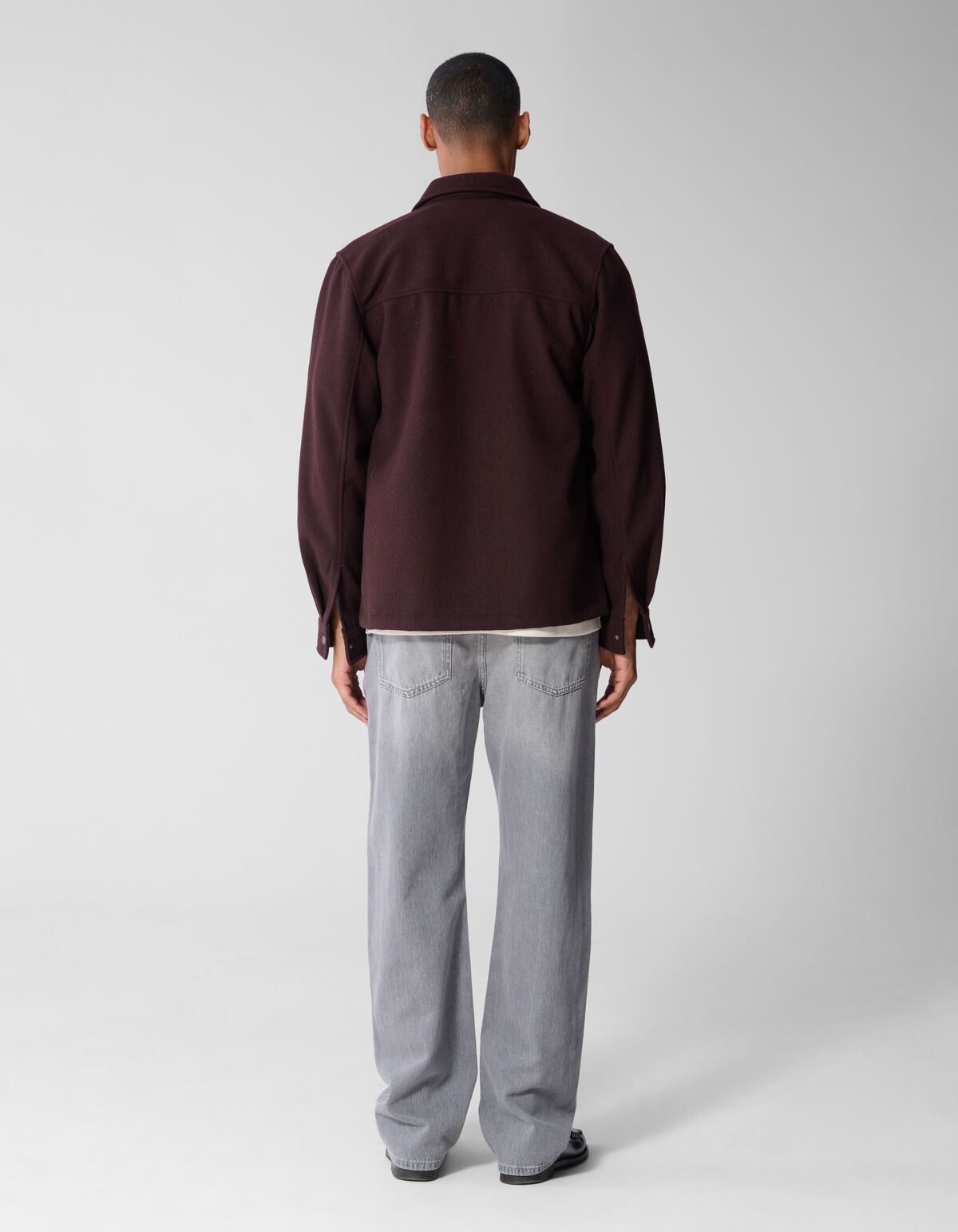Melange Zip Overshirt Donkerrood SHOEBY MEN